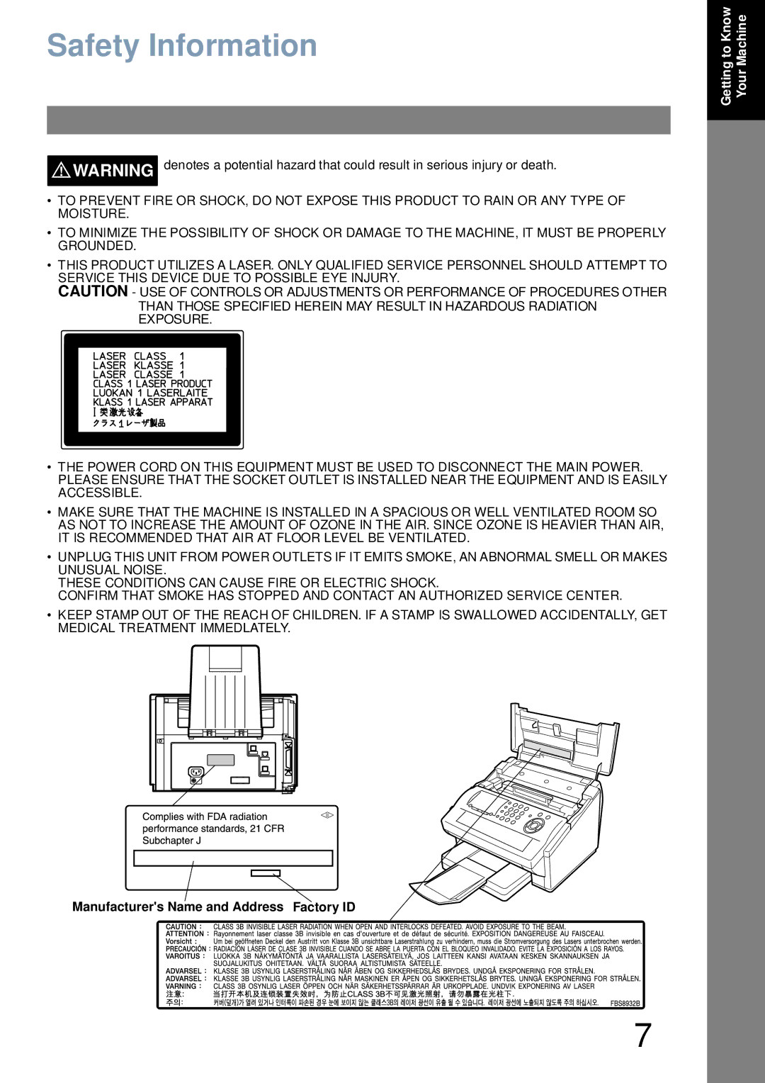 Panasonic UF-6000 appendix Safety Information 