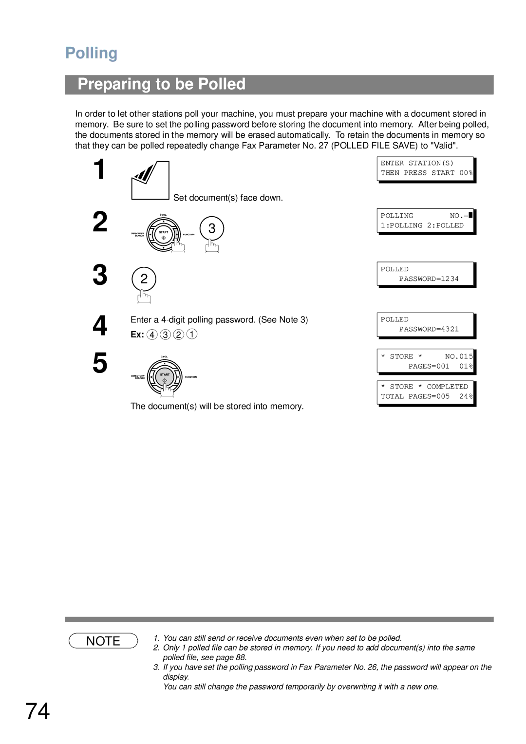 Panasonic UF-6000 appendix Preparing to be Polled, Store * Completed Total PAGES=005 24% 