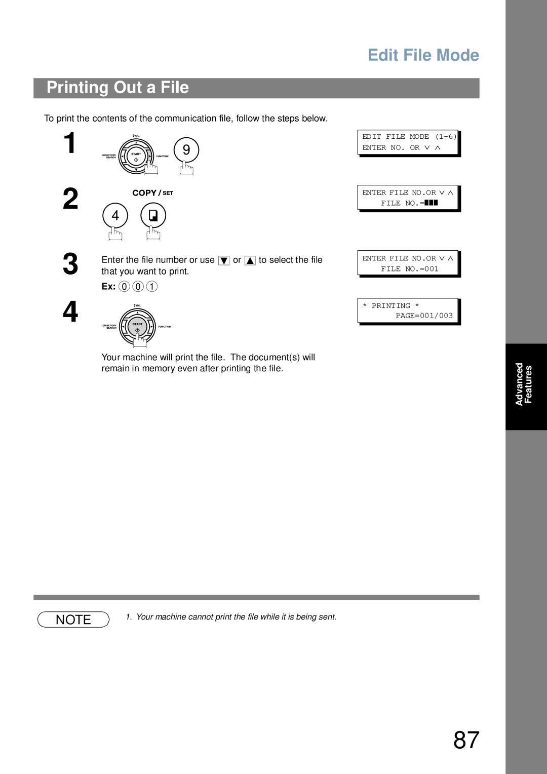 Panasonic UF-6000 appendix Printing Out a File 