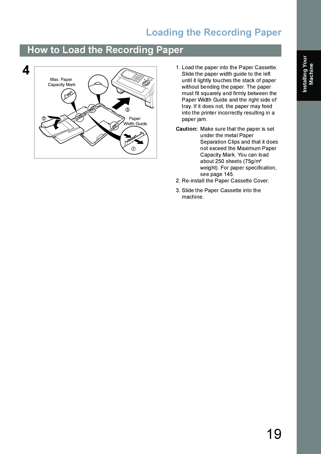 Panasonic UF-5100, UF-6100 appendix Loading the Recording Paper 