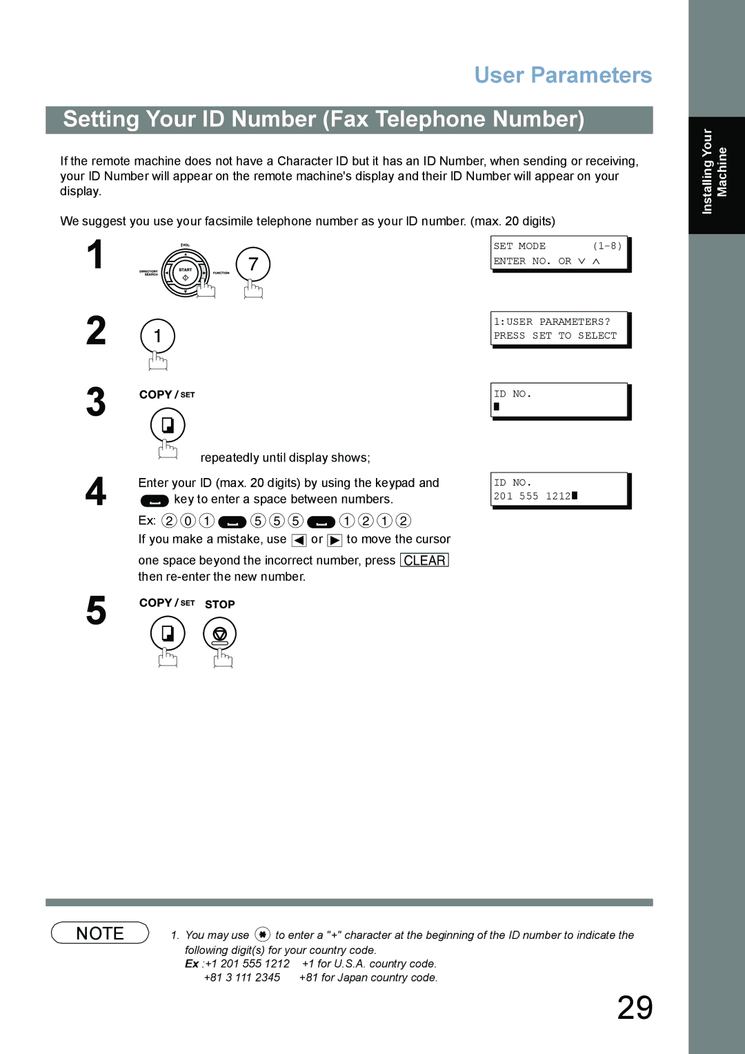 Panasonic UF-5100, UF-6100 appendix Setting Your ID Number Fax Telephone Number, Then re-enter the new number 