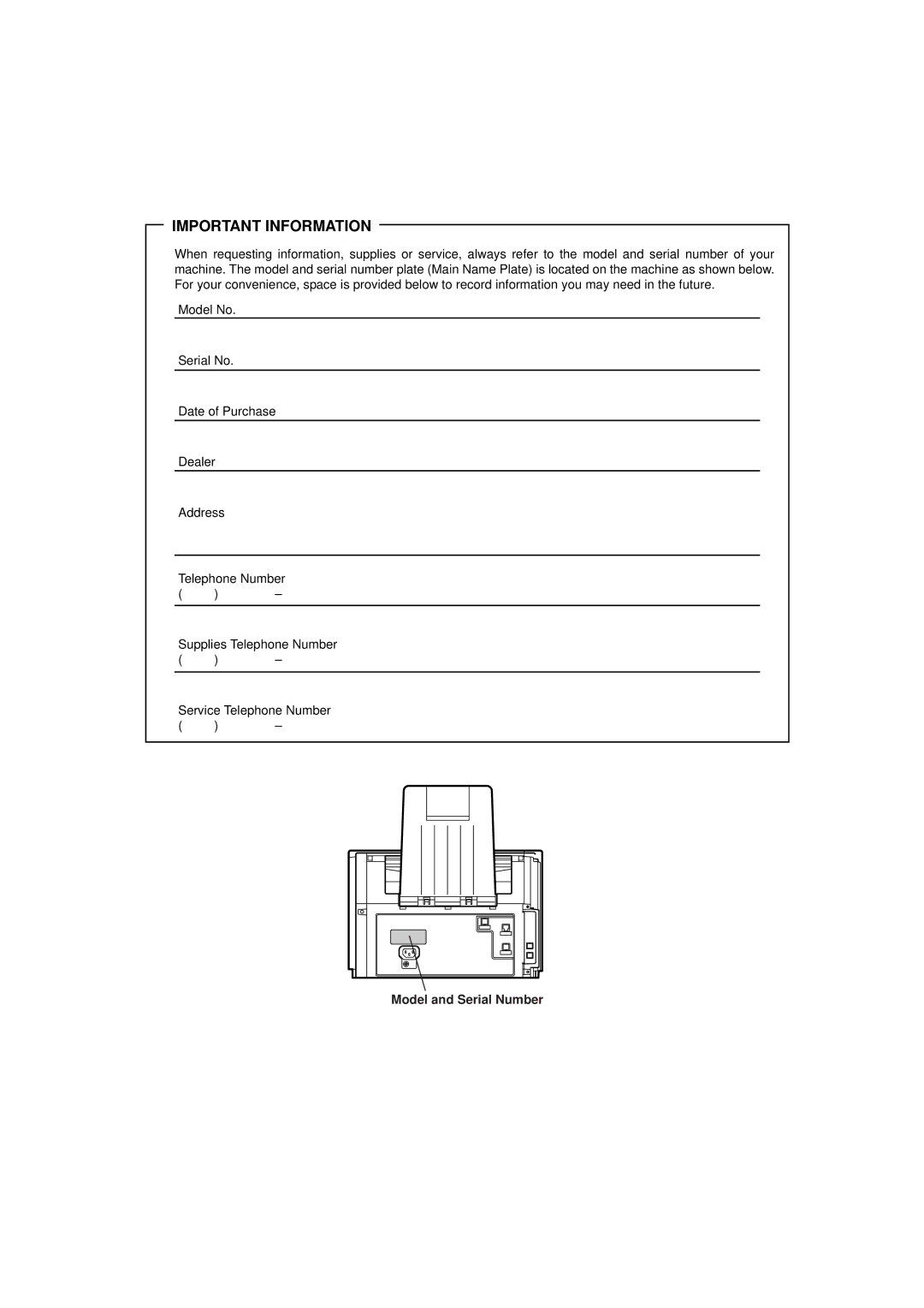 Panasonic UF-6200 operating instructions Important Information 