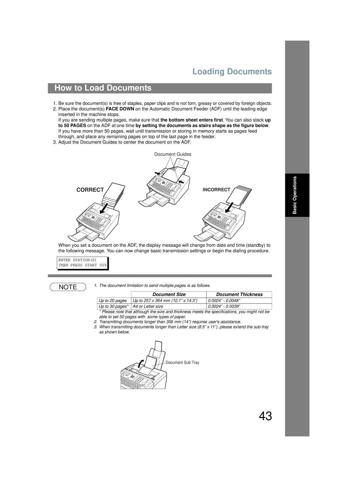 Panasonic UF-6200 operating instructions Loading Documents, How to Load Documents 