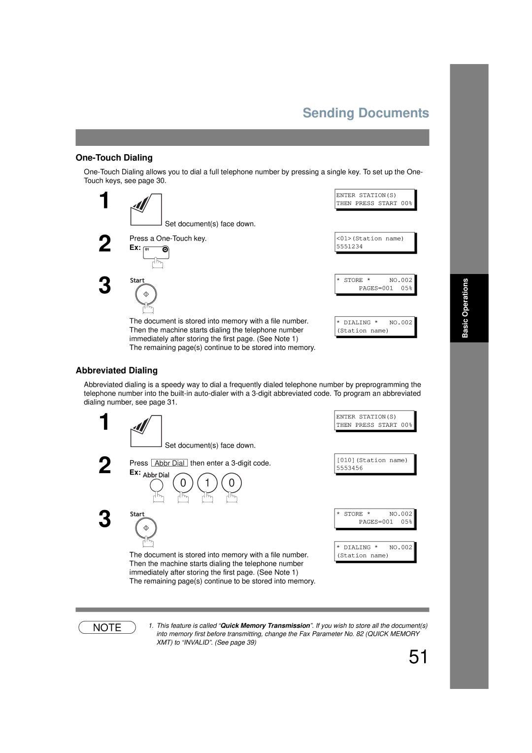 Panasonic UF-6200 operating instructions One-Touch Dialing, Abbreviated Dialing 