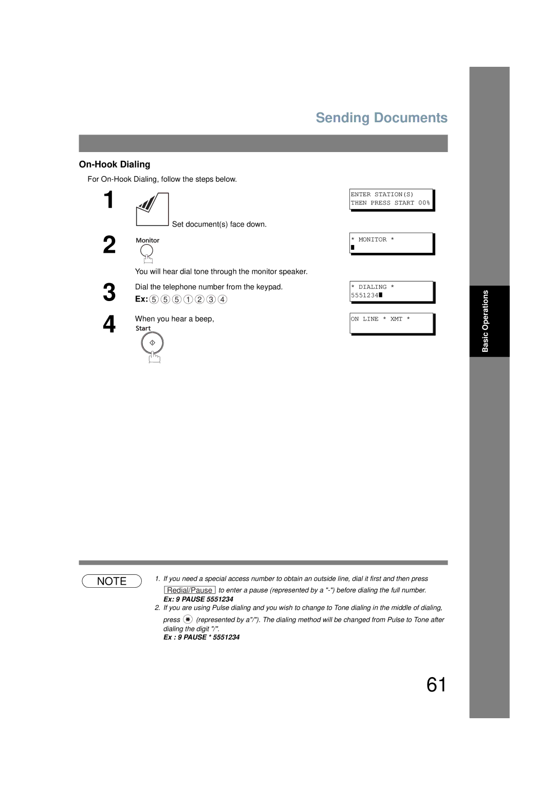 Panasonic UF-6200 operating instructions On-Hook Dialing 