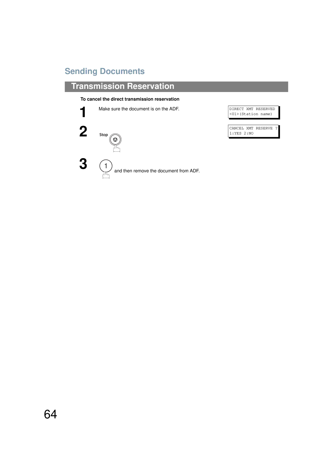 Panasonic UF-6200 operating instructions Then remove the document from ADF 