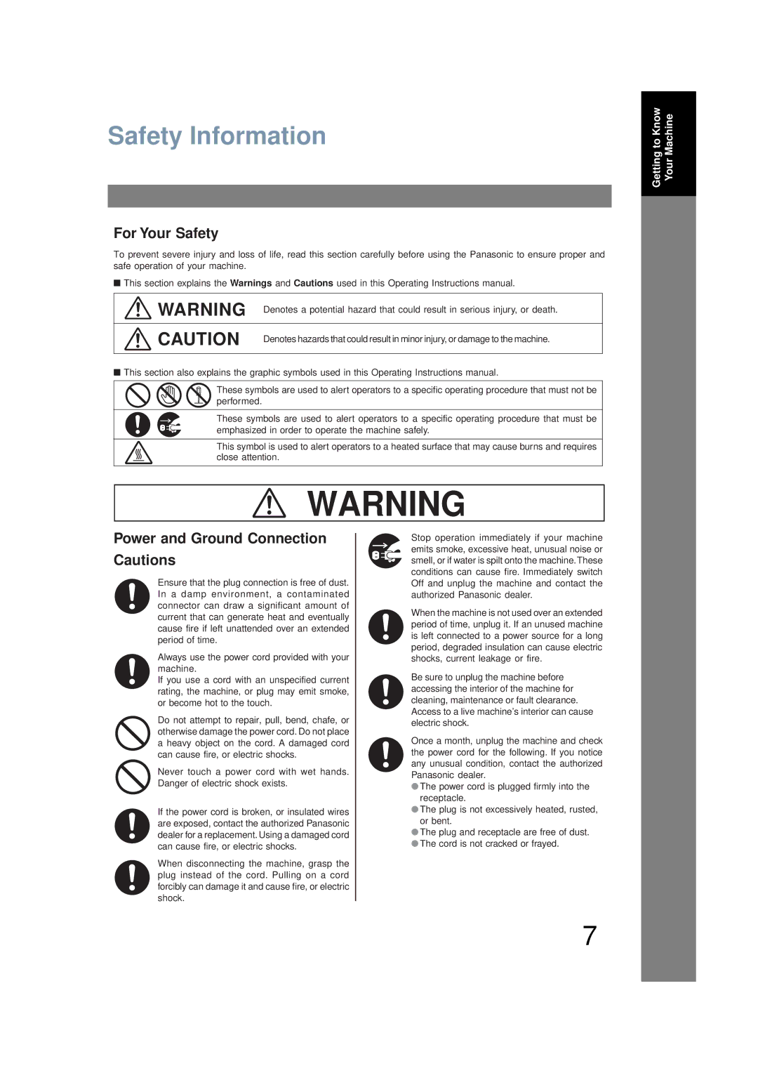 Panasonic UF-6200 operating instructions Safety Information, For Your Safety 