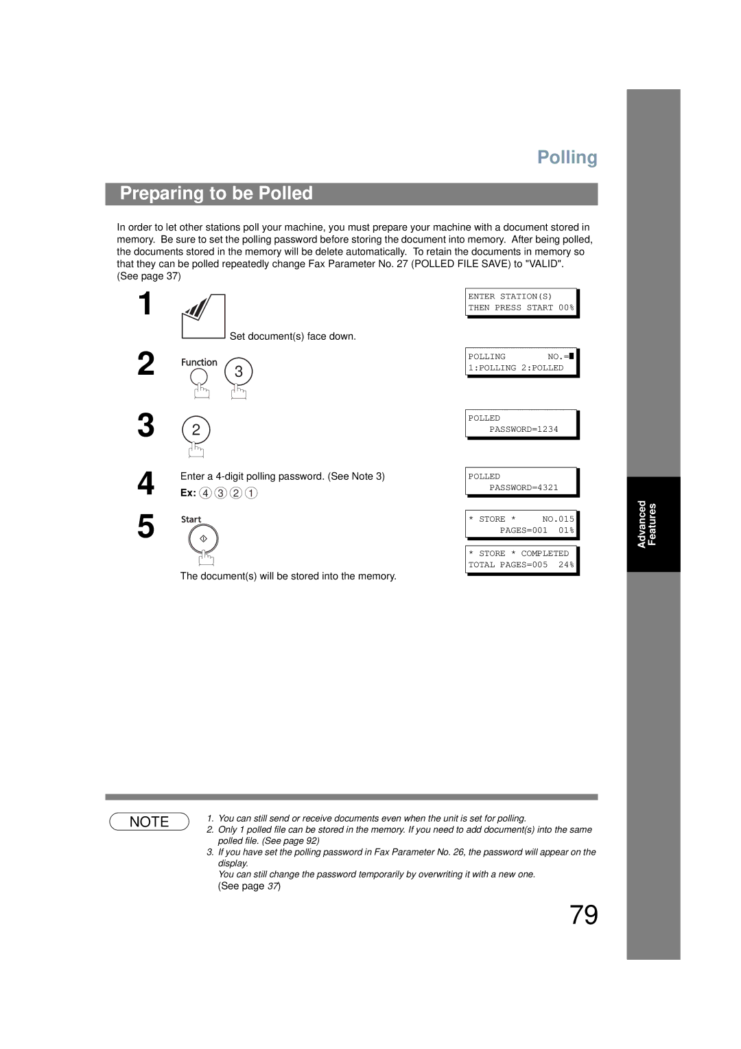 Panasonic UF-6200 operating instructions Polling, Preparing to be Polled 