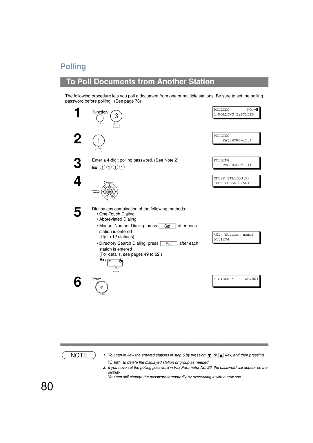 Panasonic UF-6200 operating instructions To Poll Documents from Another Station, Manual Number Dialing, press 