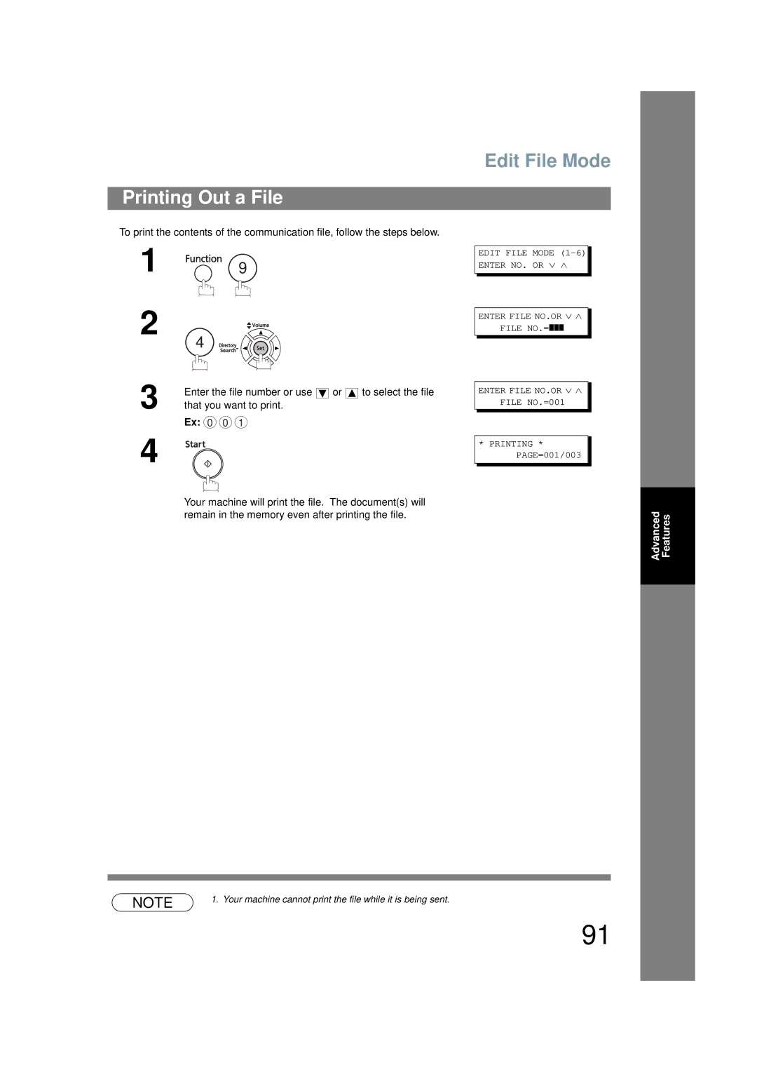 Panasonic UF-6200 operating instructions Printing Out a File 