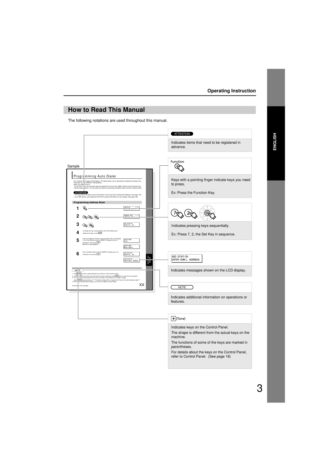 Panasonic UF-7200 How to Read This Manual, Operating Instruction, Following notations are used throughout this manual 