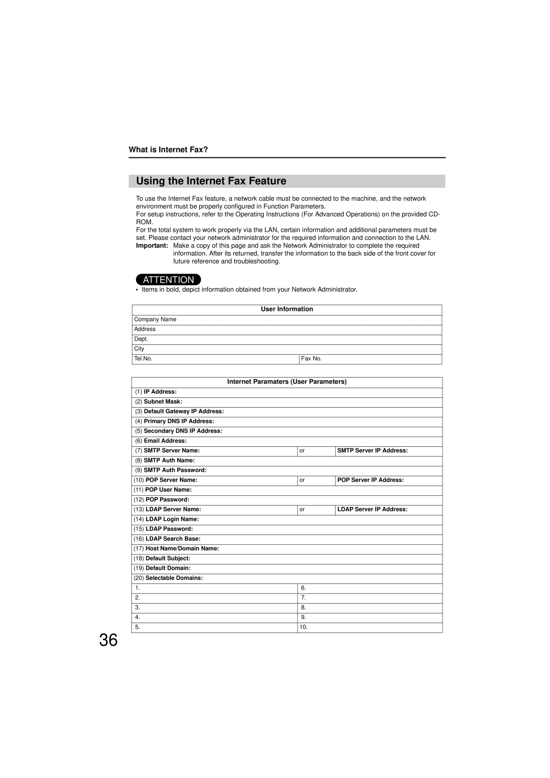 Panasonic UF-7200 manual Using the Internet Fax Feature, What is Internet Fax?, User Information 