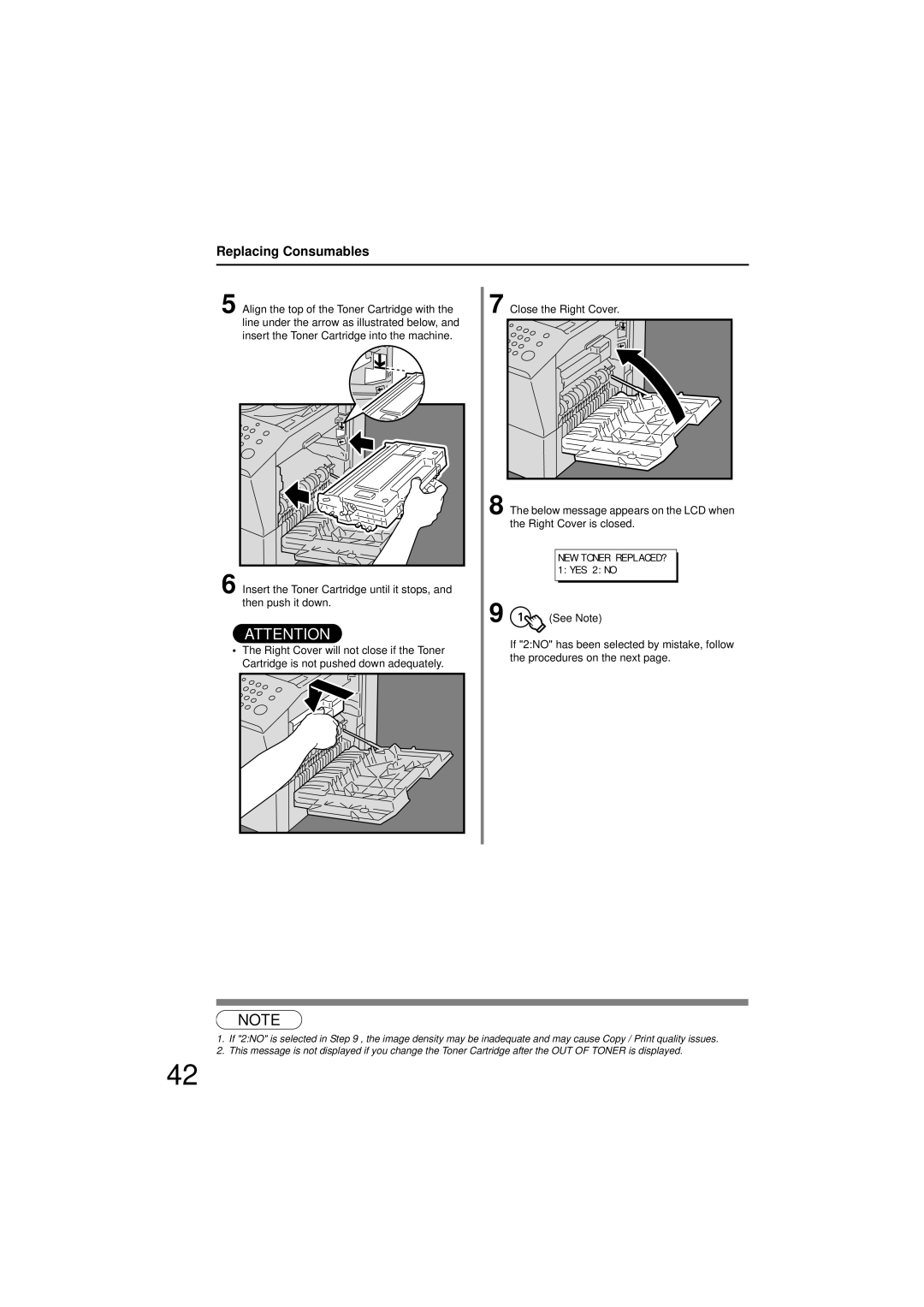 Panasonic UF-7200 manual Insert the Toner Cartridge until it stops 