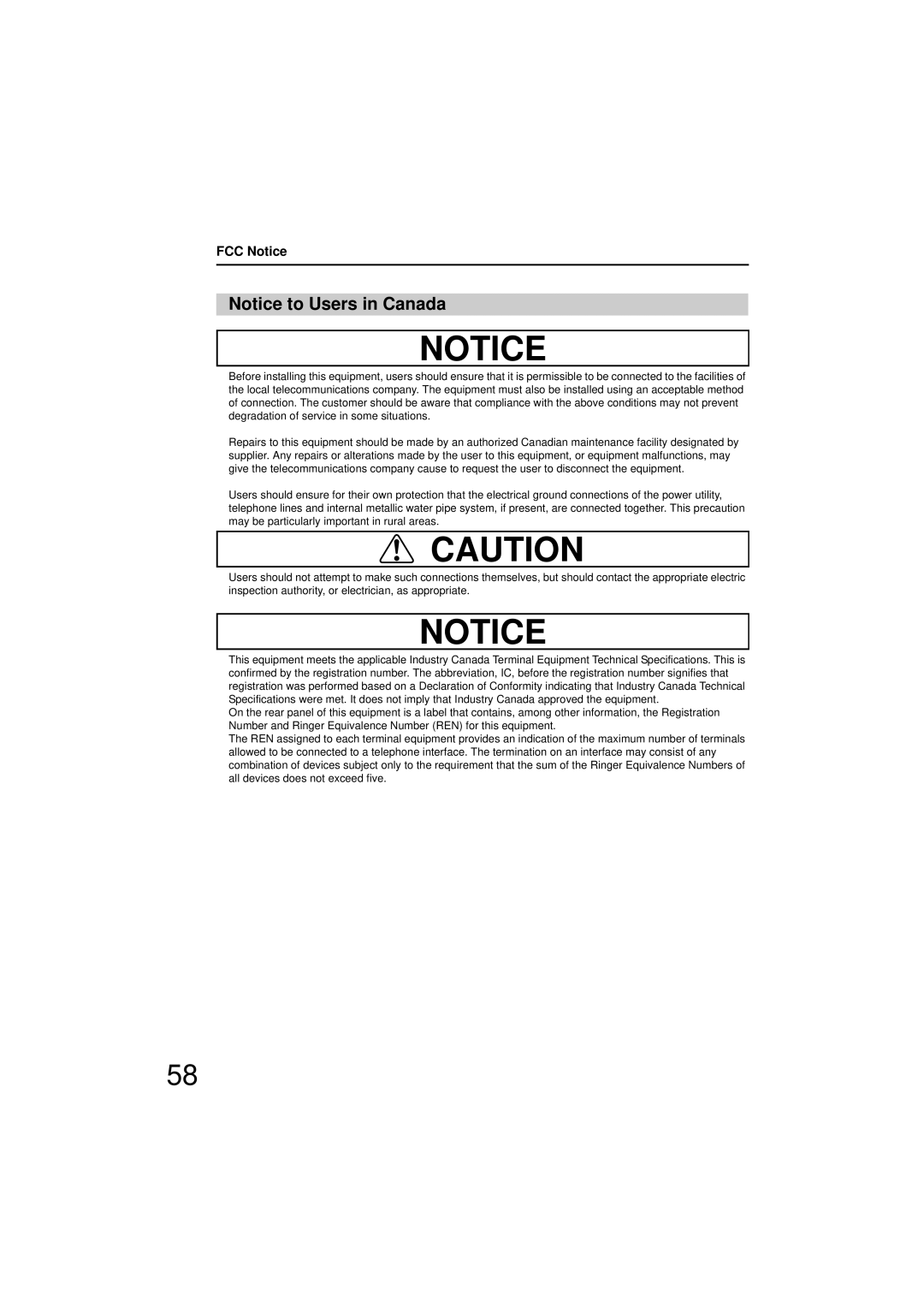 Panasonic UF-7200 manual FCC Notice 