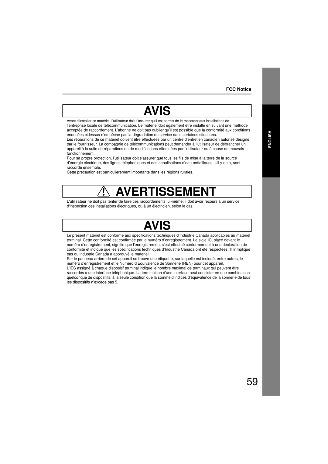 Panasonic UF-7200 manual Avis 