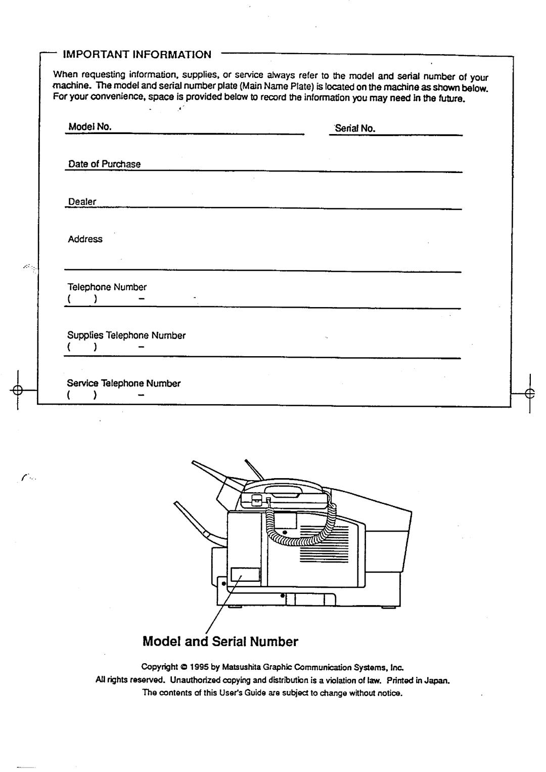 Panasonic UF-744 manual 