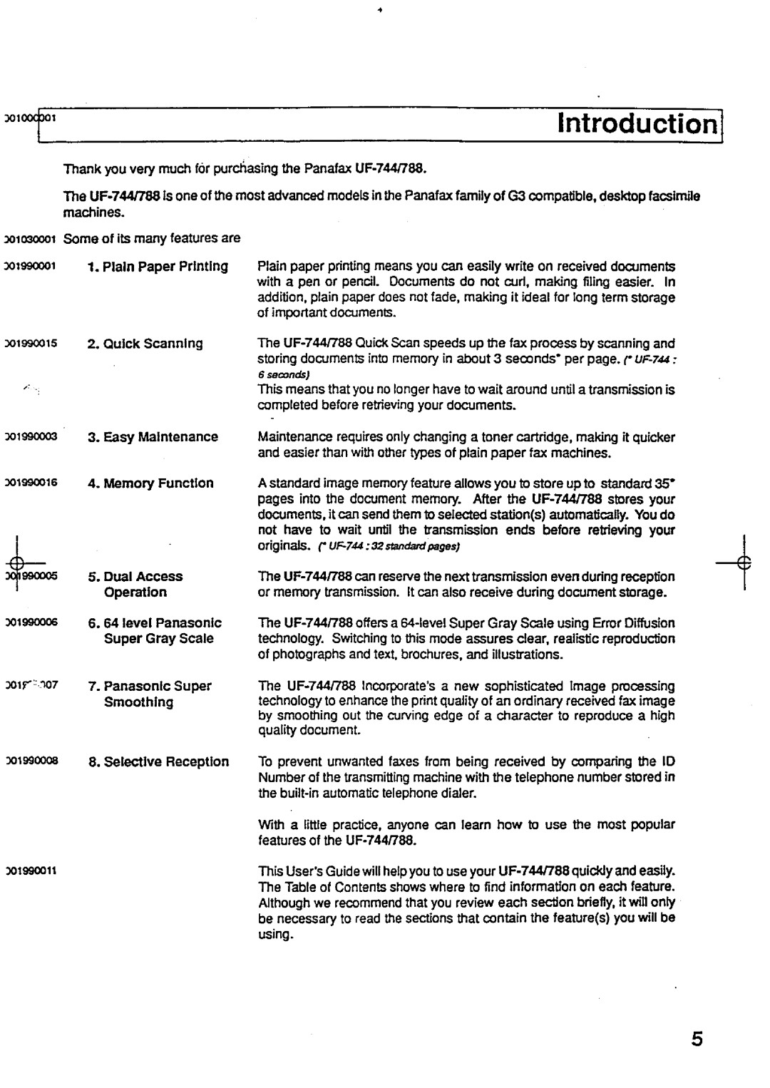 Panasonic UF-744 manual 