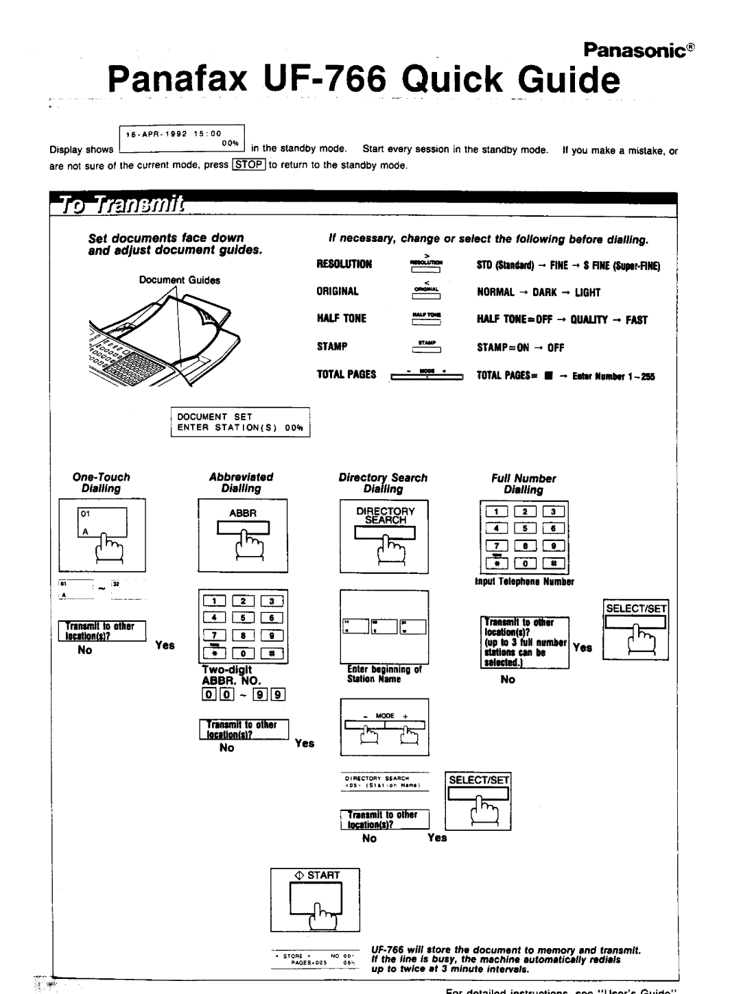 Panasonic UF-766 manual 