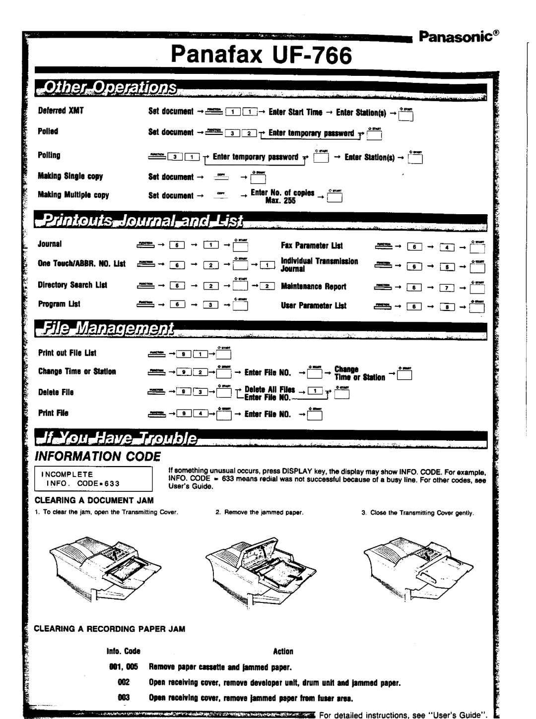 Panasonic UF-766 manual 