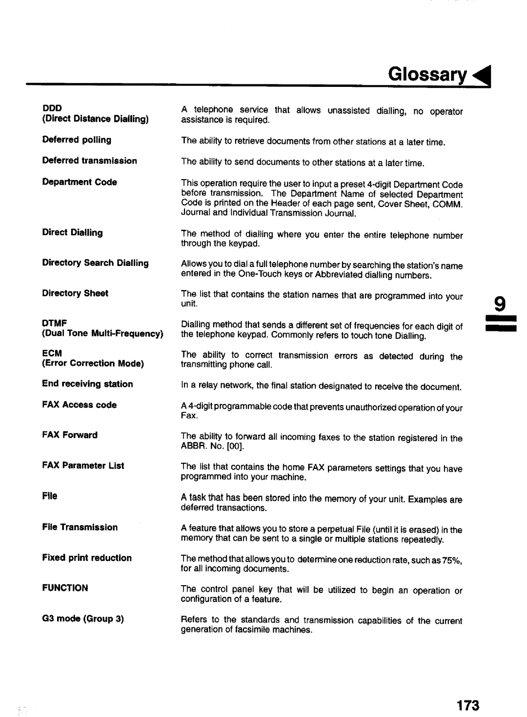 Panasonic UF-770 manual Glossary, 173 