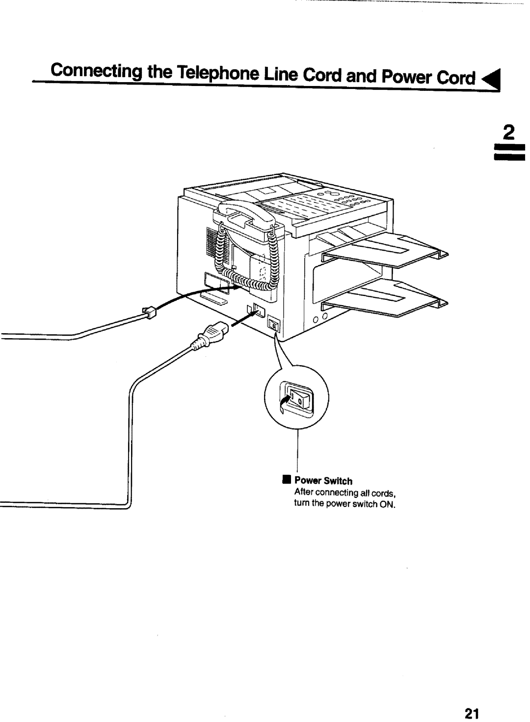 Panasonic UF-770 manual Connecting the Telephone Line Cord and Power Cord 