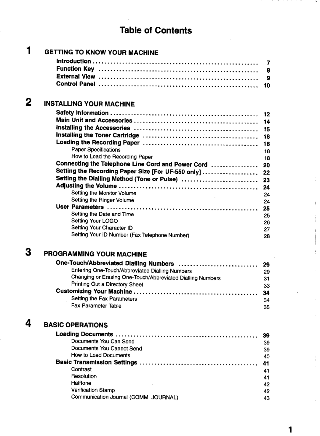 Panasonic UF-770 manual Contents 