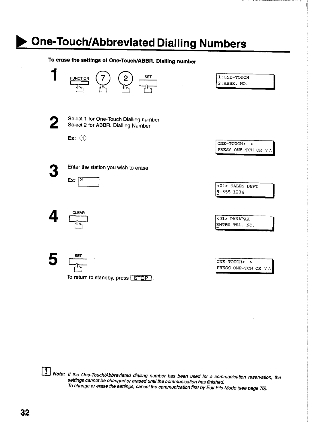 Panasonic UF-770 manual Select 12 for ABBROne-Touch. DiallingDiallingNumbernumber, Enter the station you wish to erase 