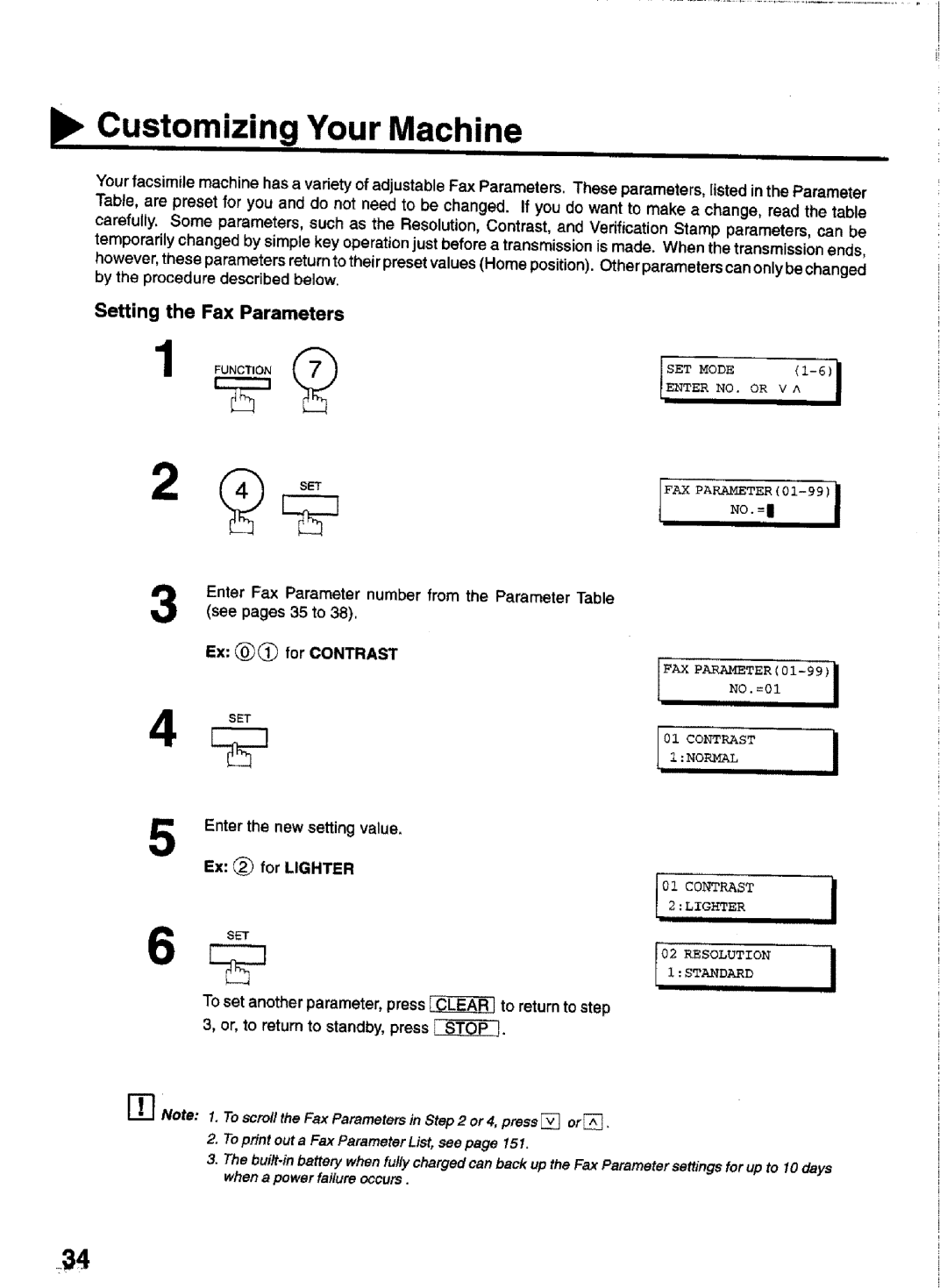 Panasonic UF-770 manual Customizing Your Machine, Setting the Fax Parameters 