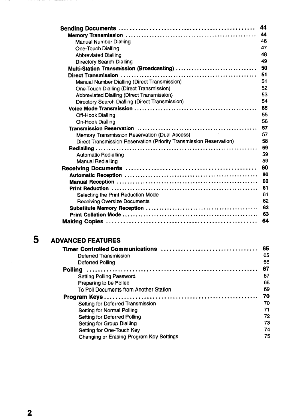 Panasonic UF-770 manual Sending, Polling, Program Keys 