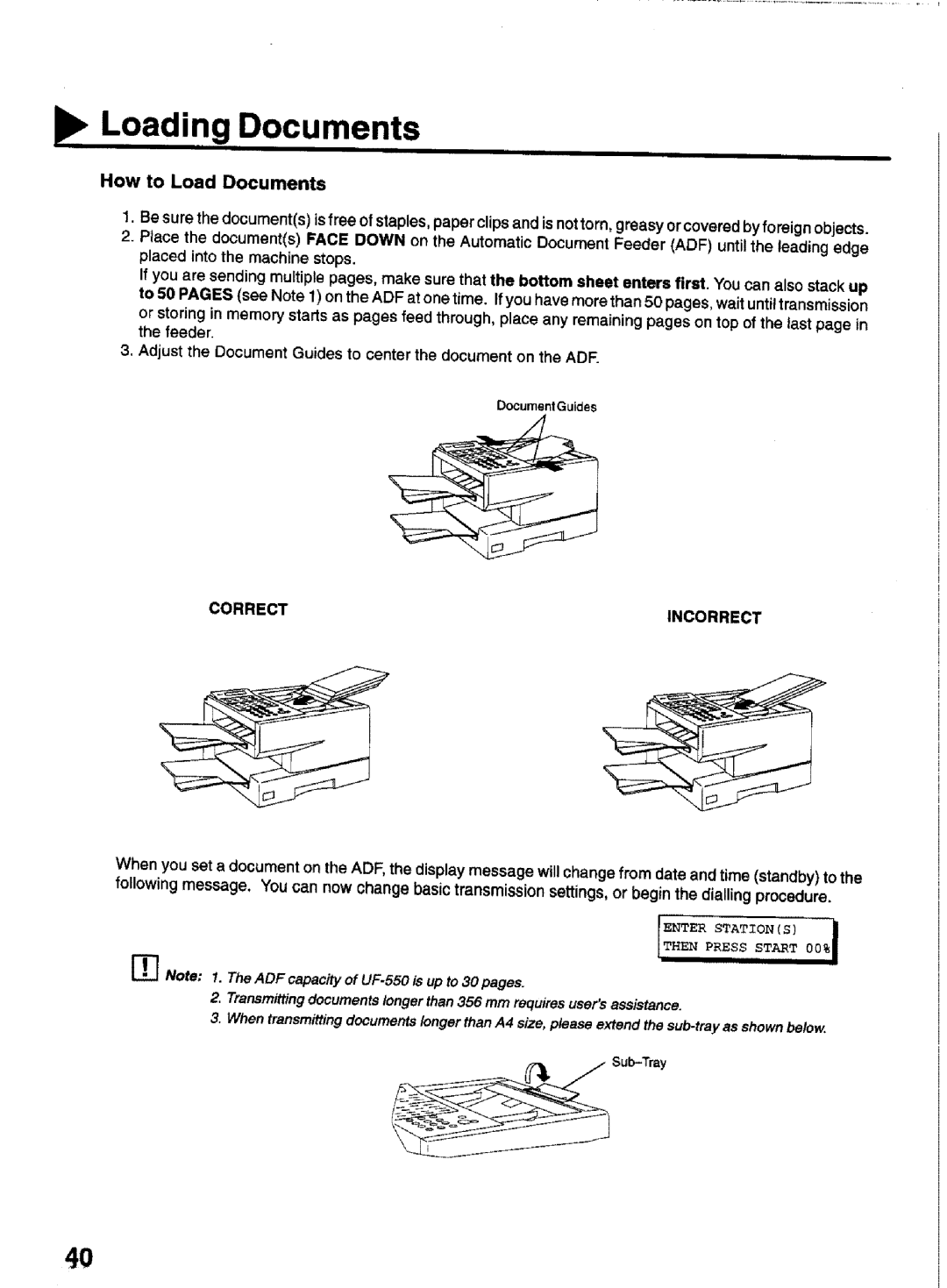 Panasonic UF-770 manual Loading,,oDOCuments, How to Load Documents 