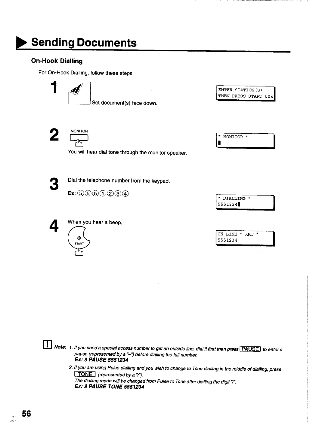 Panasonic UF-770 manual On-Hook Dialling, You will hear dial tone through the monitor speaker 