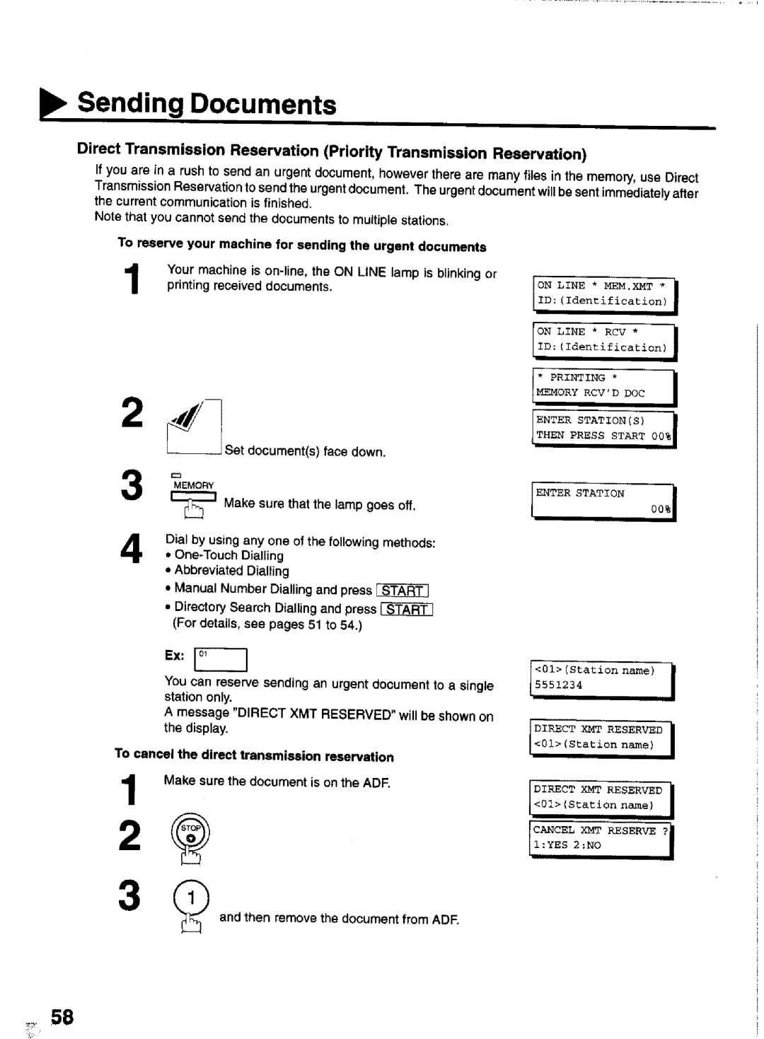 Panasonic UF-770 manual To reserve your machine for sending the urgent documents, IZ Make sure that the lamp goes off 