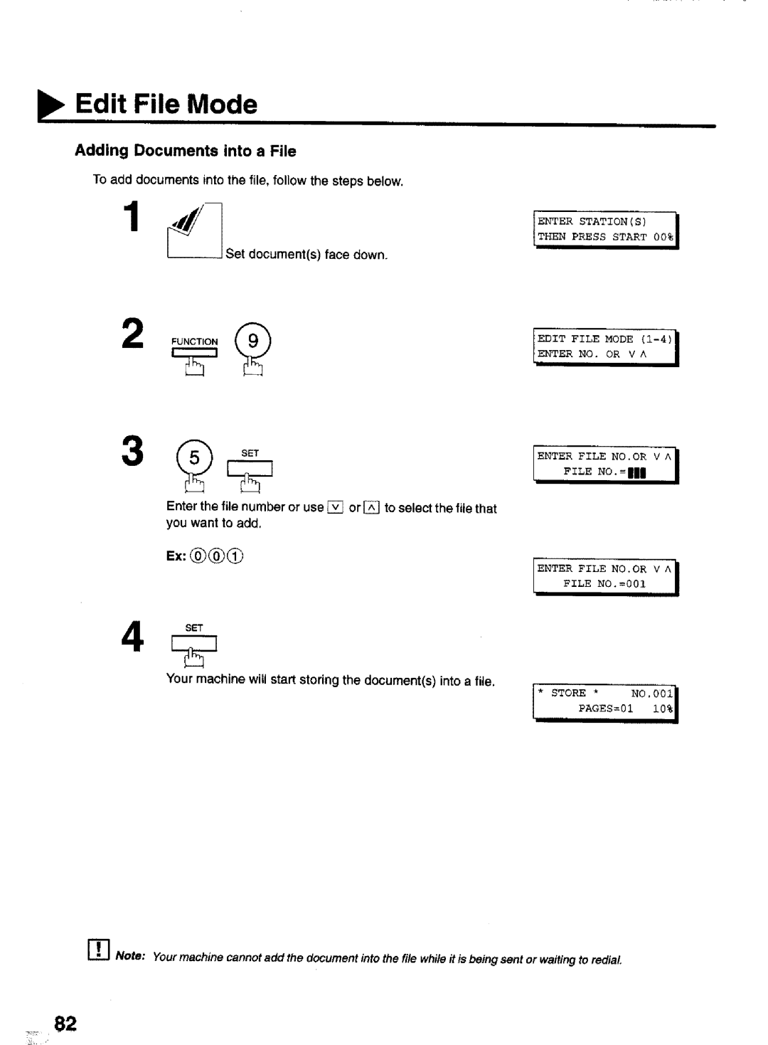 Panasonic UF-770 manual Adding Documents into a File, Enter File N0.OR 