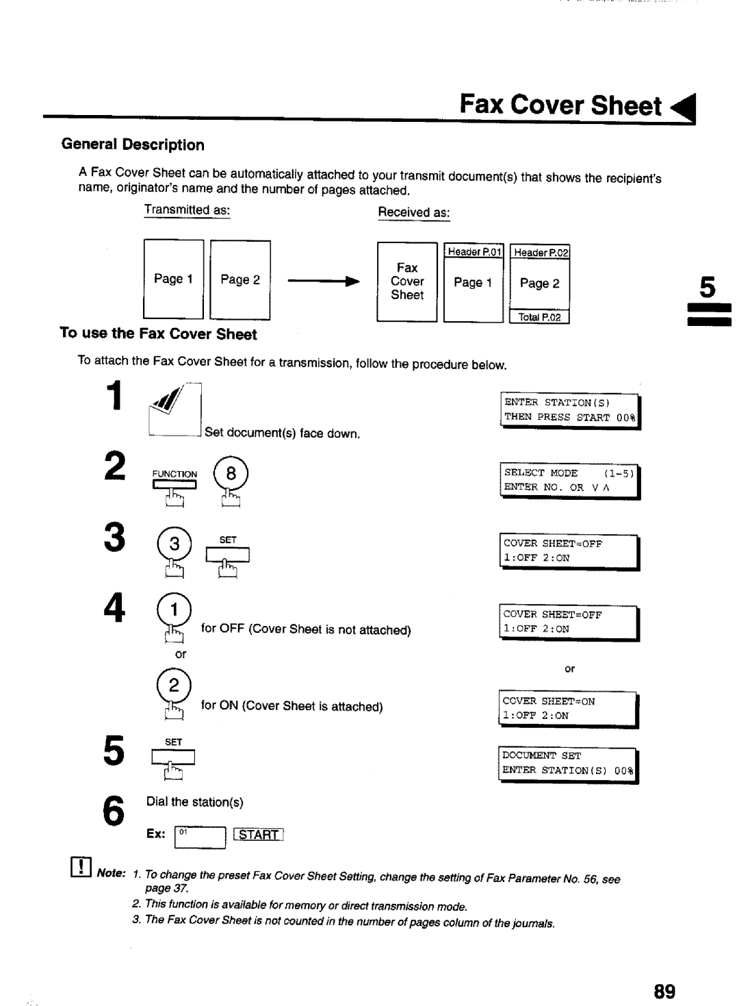 Panasonic UF-770 manual General Description, To use the Fax Cover Sheet 