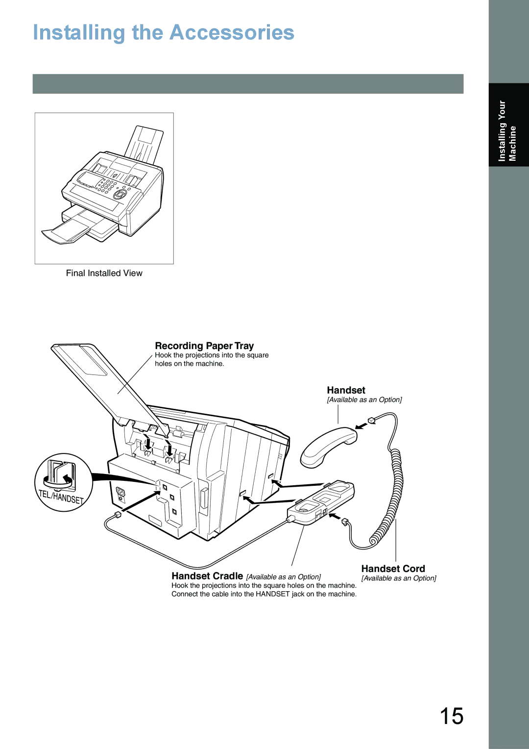 Panasonic UF-780/790 operating instructions Installing the Accessories, Handset Cord 