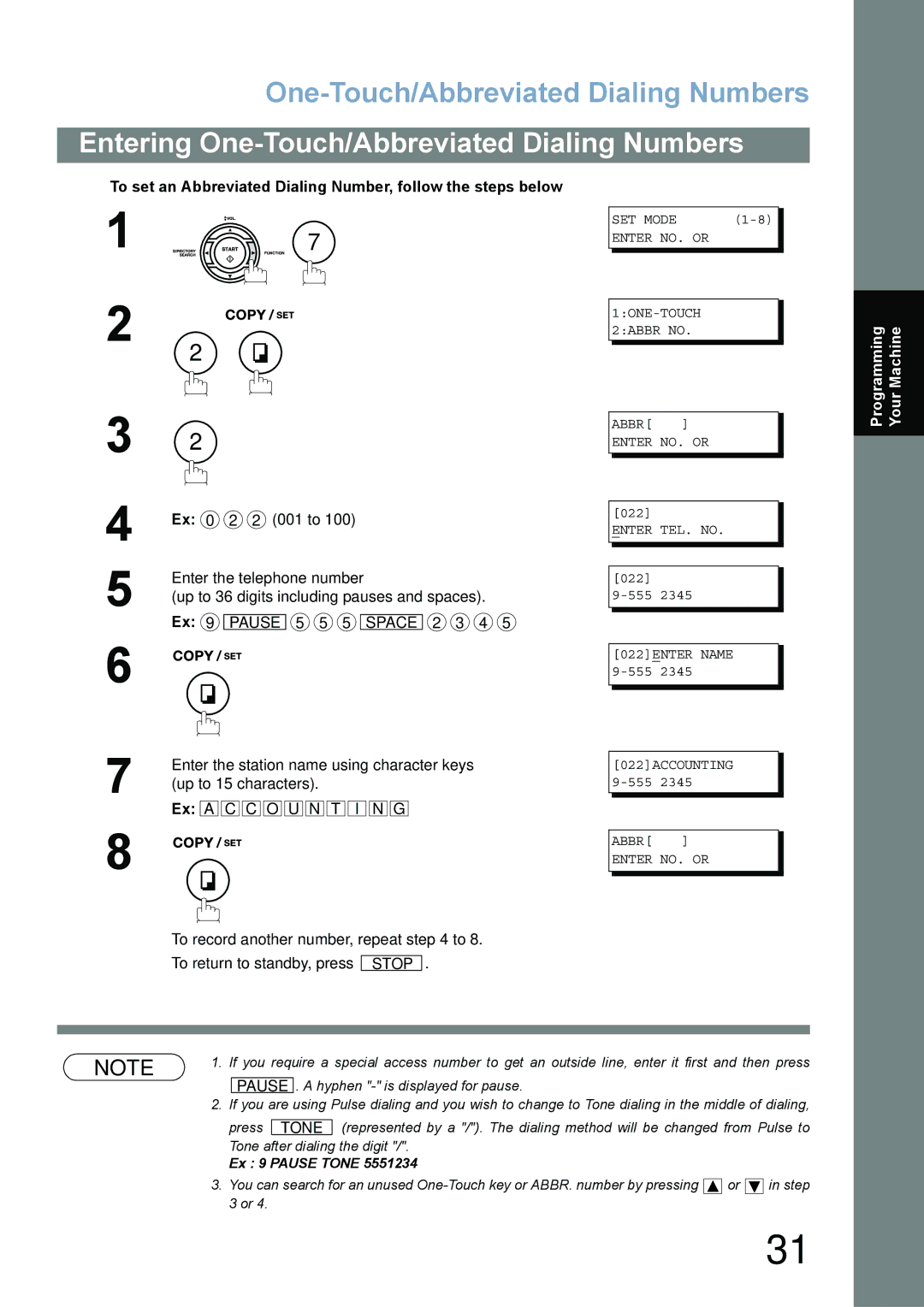 Panasonic UF-780/790 operating instructions 001 to, Enter the telephone number 