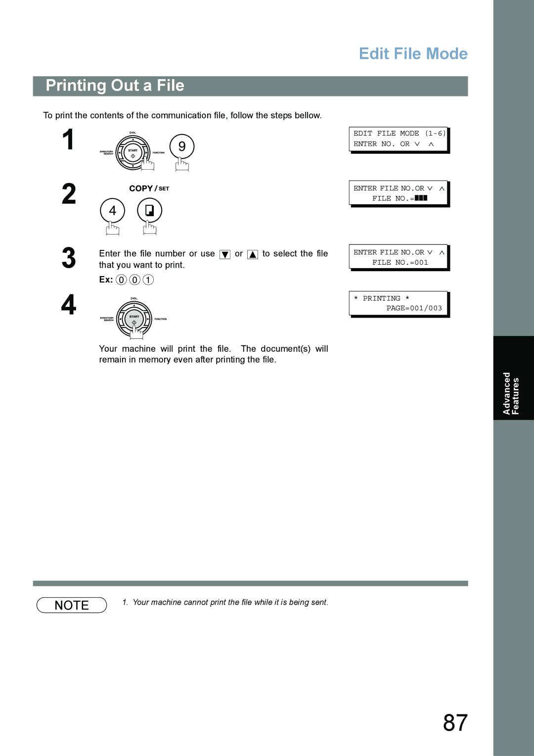 Panasonic UF-780/790 operating instructions Printing Out a File 