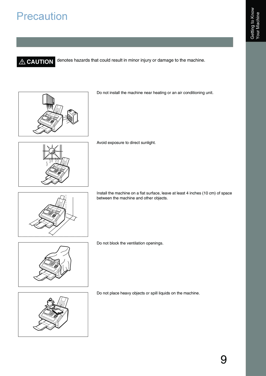 Panasonic UF-780/790 operating instructions Precaution 