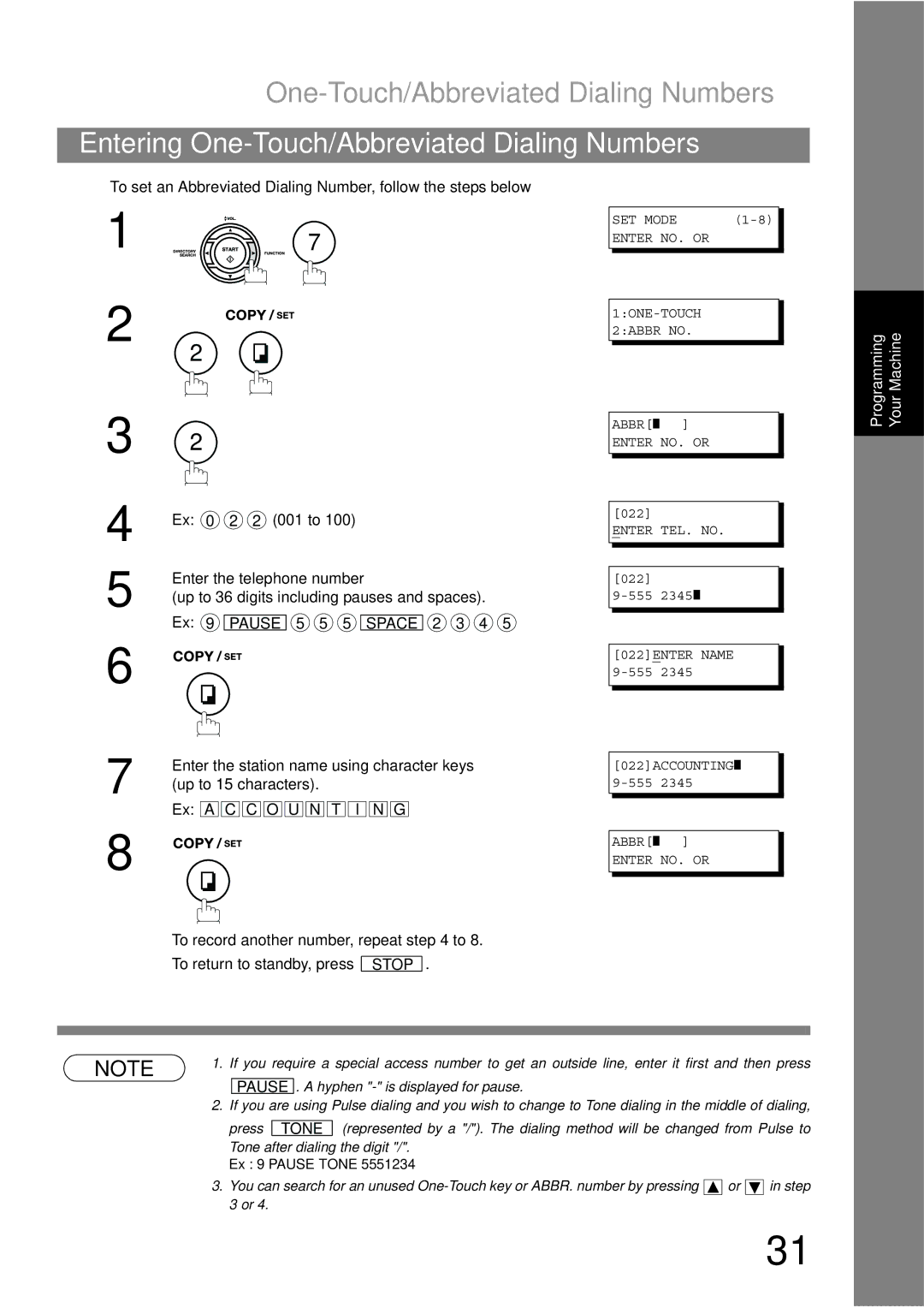 Panasonic UF-790 manual One-Touch/Abbreviated Dialing Numbers 