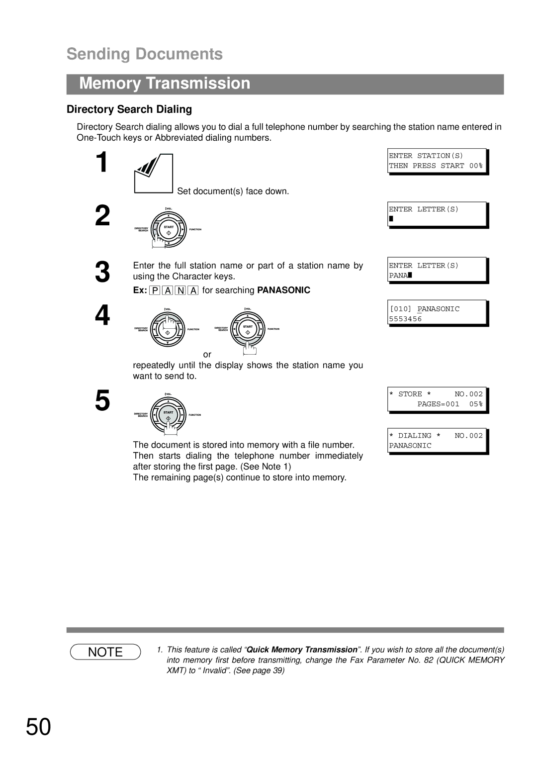 Panasonic UF-790 manual Directory Search Dialing 