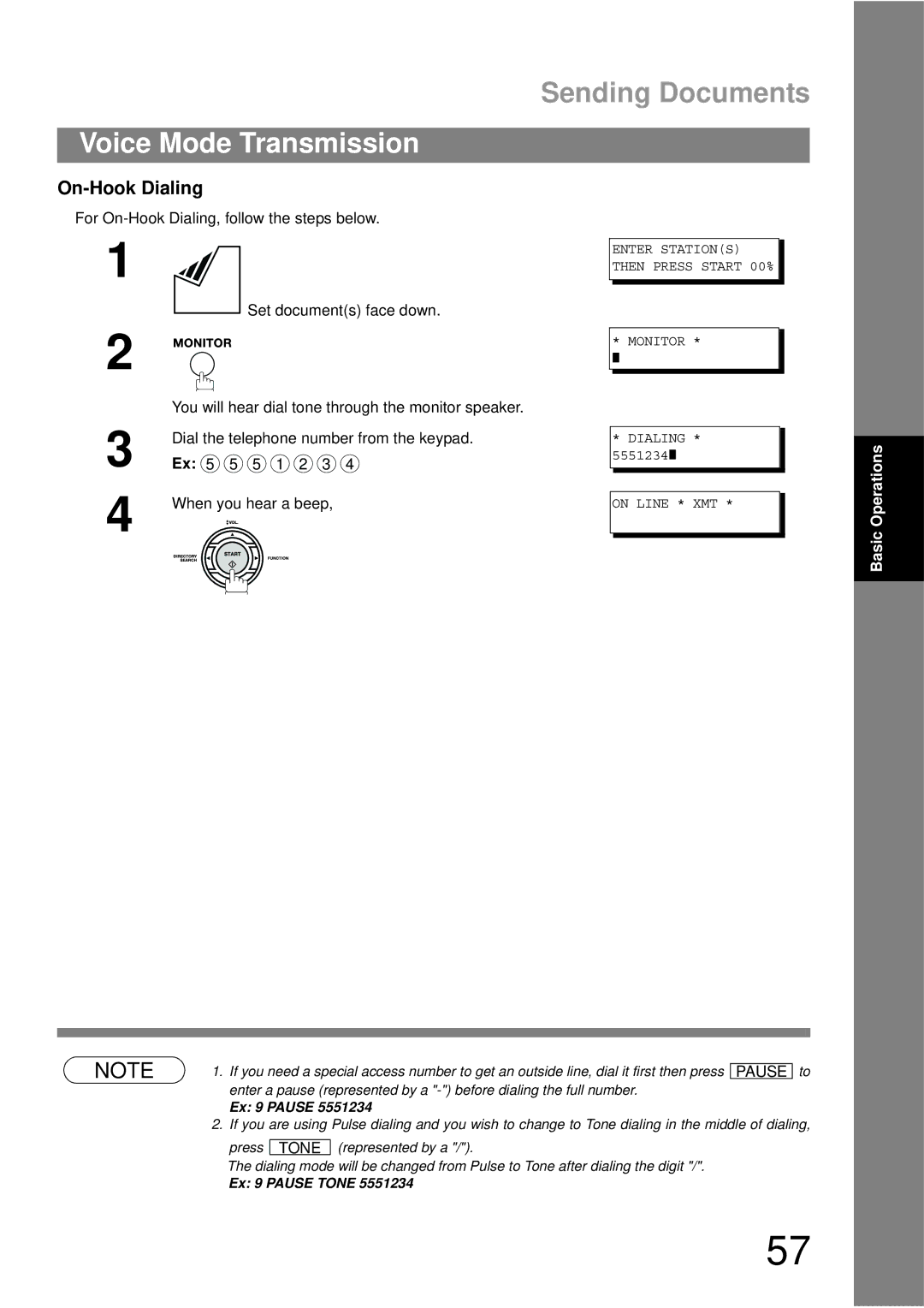 Panasonic UF-790 manual For On-Hook Dialing, follow the steps below 