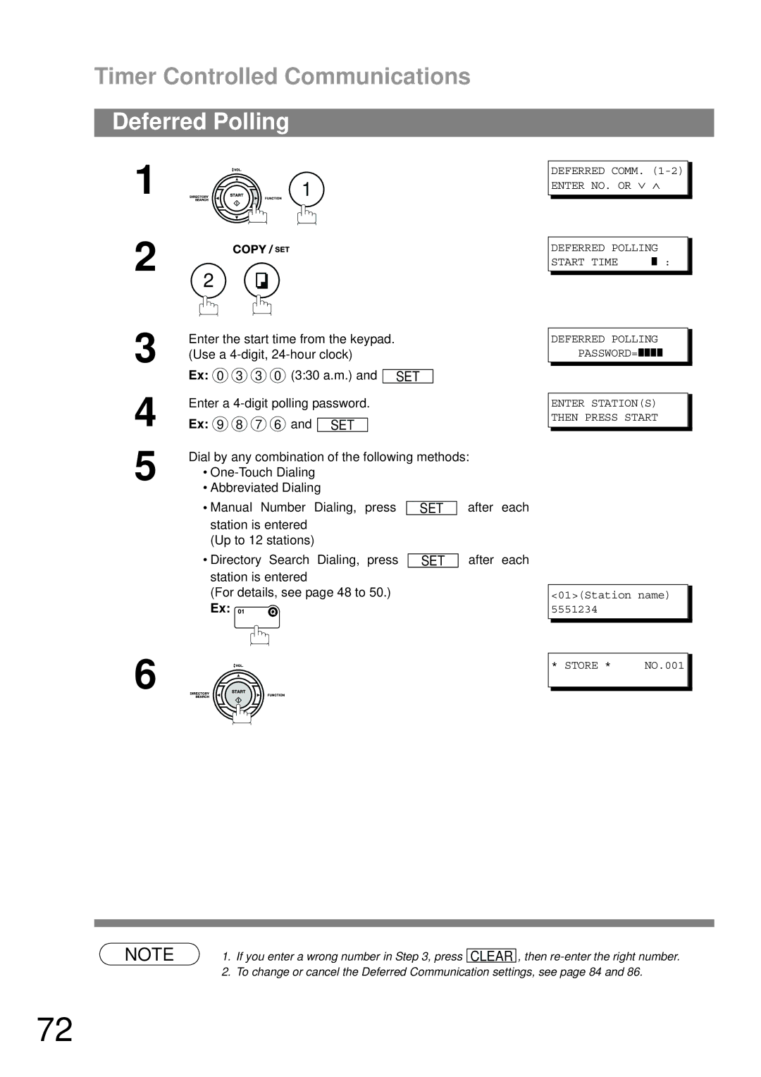 Panasonic UF-790 manual Timer Controlled Communications, Deferred Polling, Enter a 4-digit polling password 