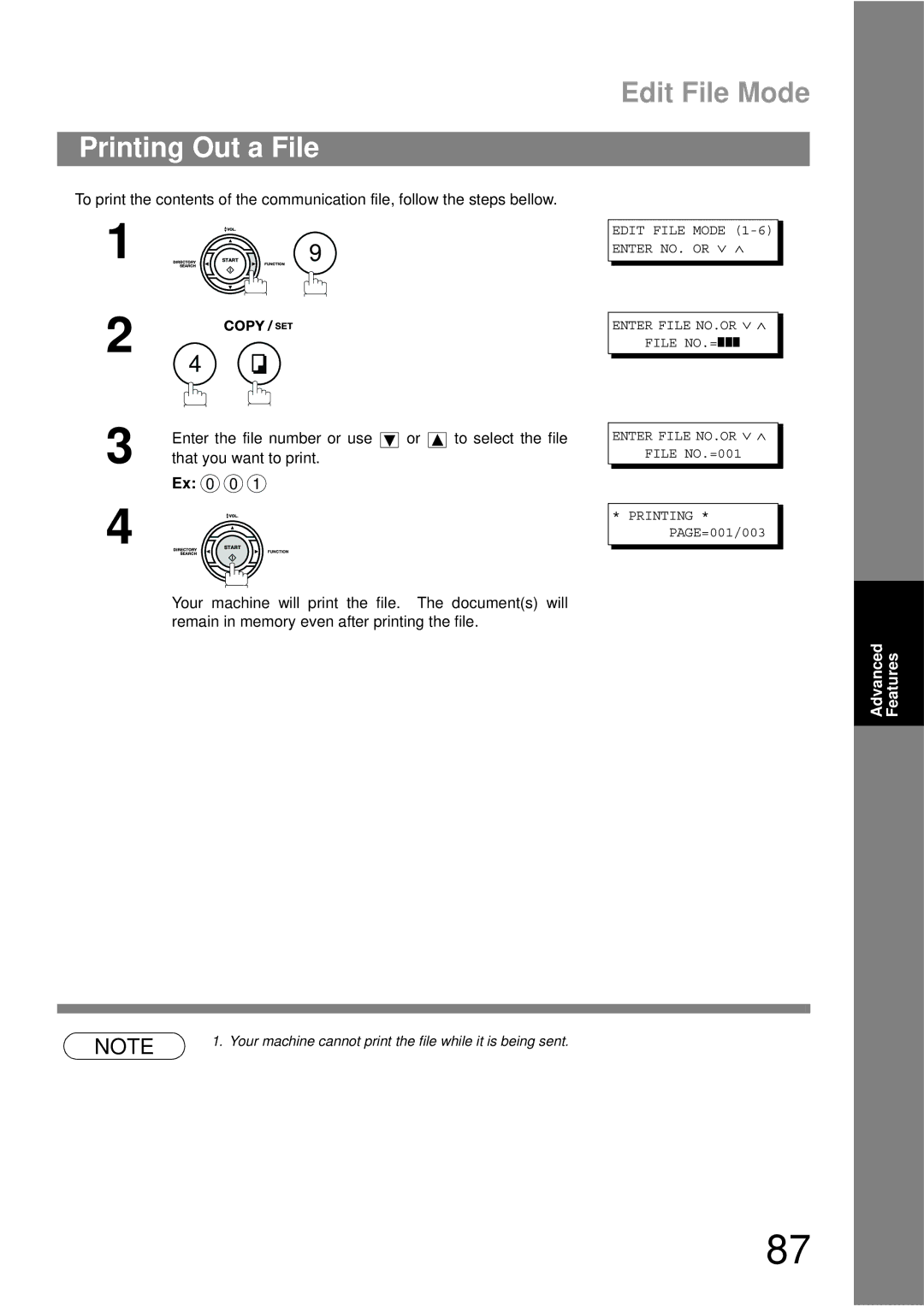 Panasonic UF-790 manual Printing Out a File 