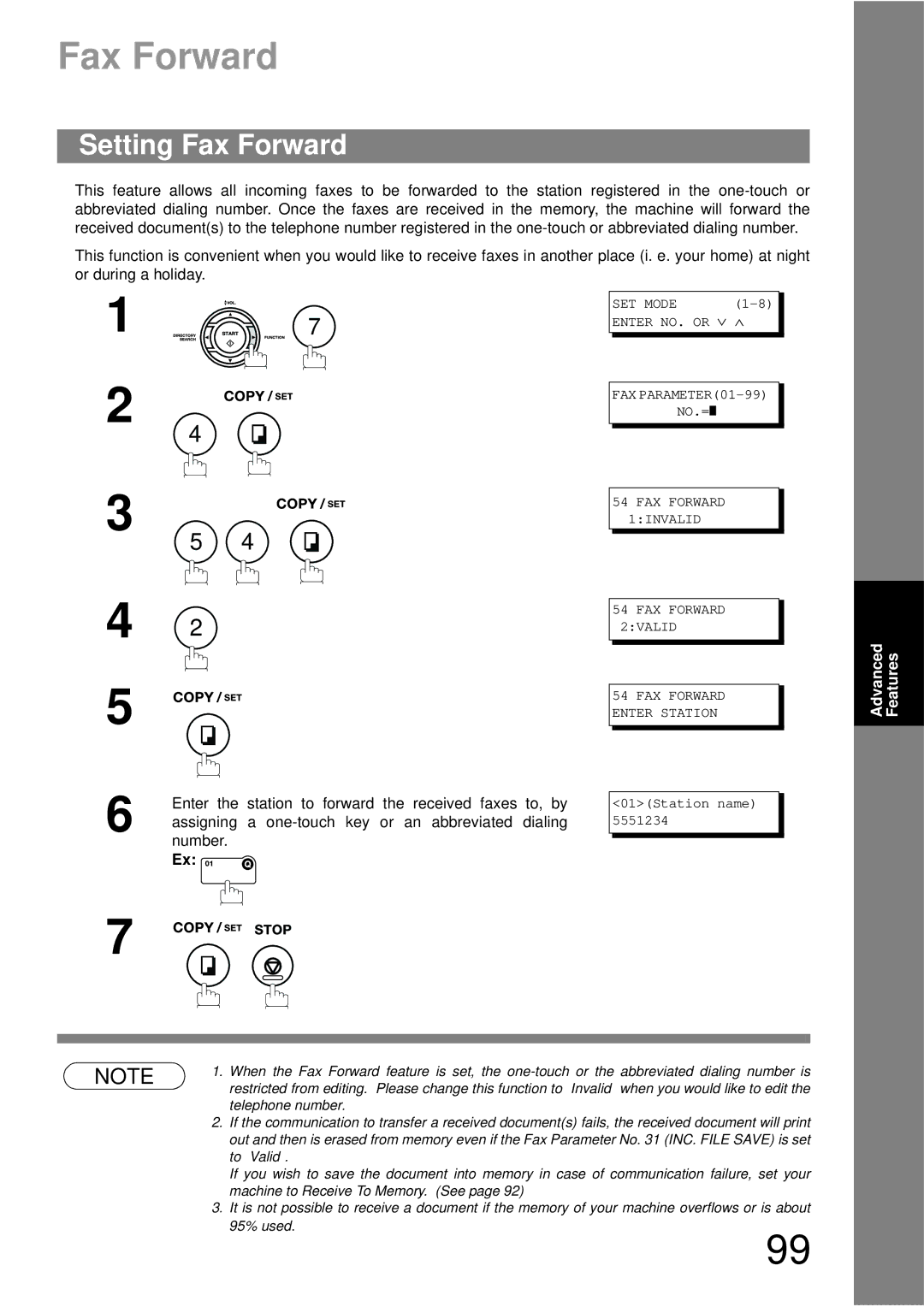 Panasonic UF-790 manual Setting Fax Forward 