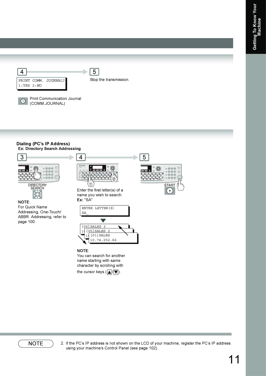 Panasonic UF-6950, UF-7950 appendix Print COMM. JOURNAL? 1YES 2NO, Ex Directory Search Addressing 