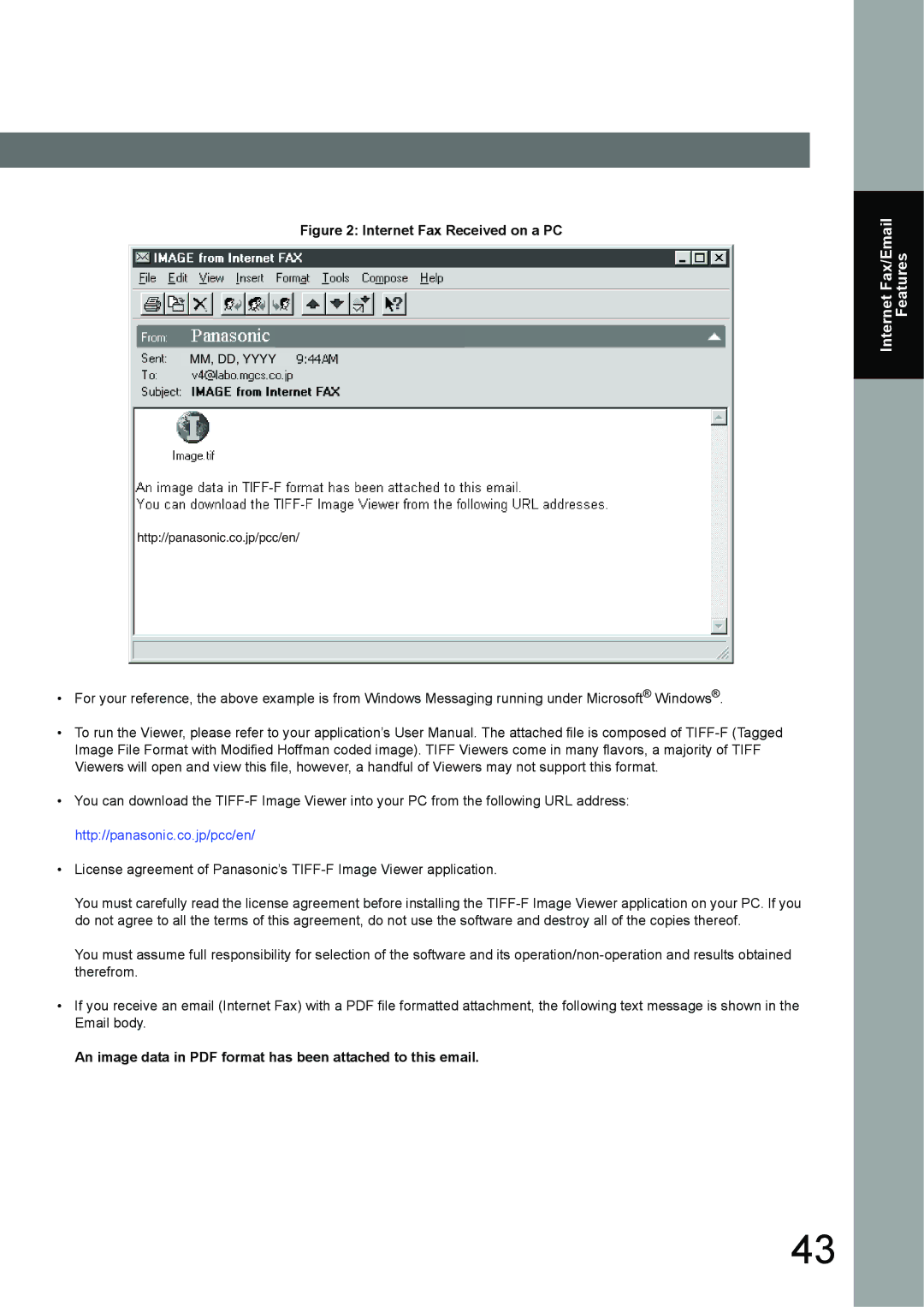 Panasonic UF-6950, UF-7950 appendix Internet Fax Received on a PC 