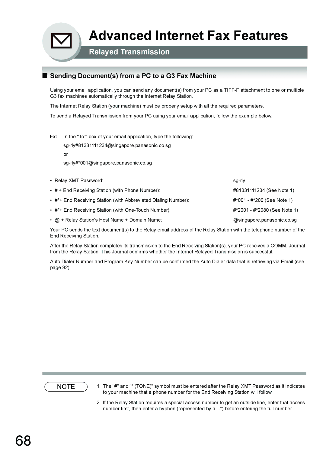 Panasonic UF-7950, UF-6950 appendix Sending Documents from a PC to a G3 Fax Machine 