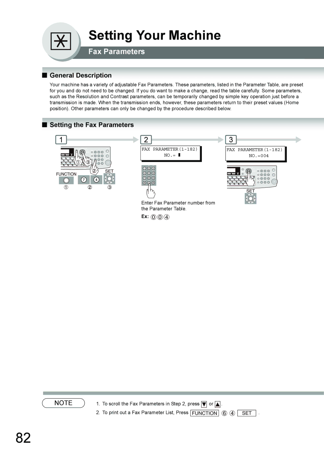 Panasonic UF-7950, UF-6950 appendix Setting the Fax Parameters 