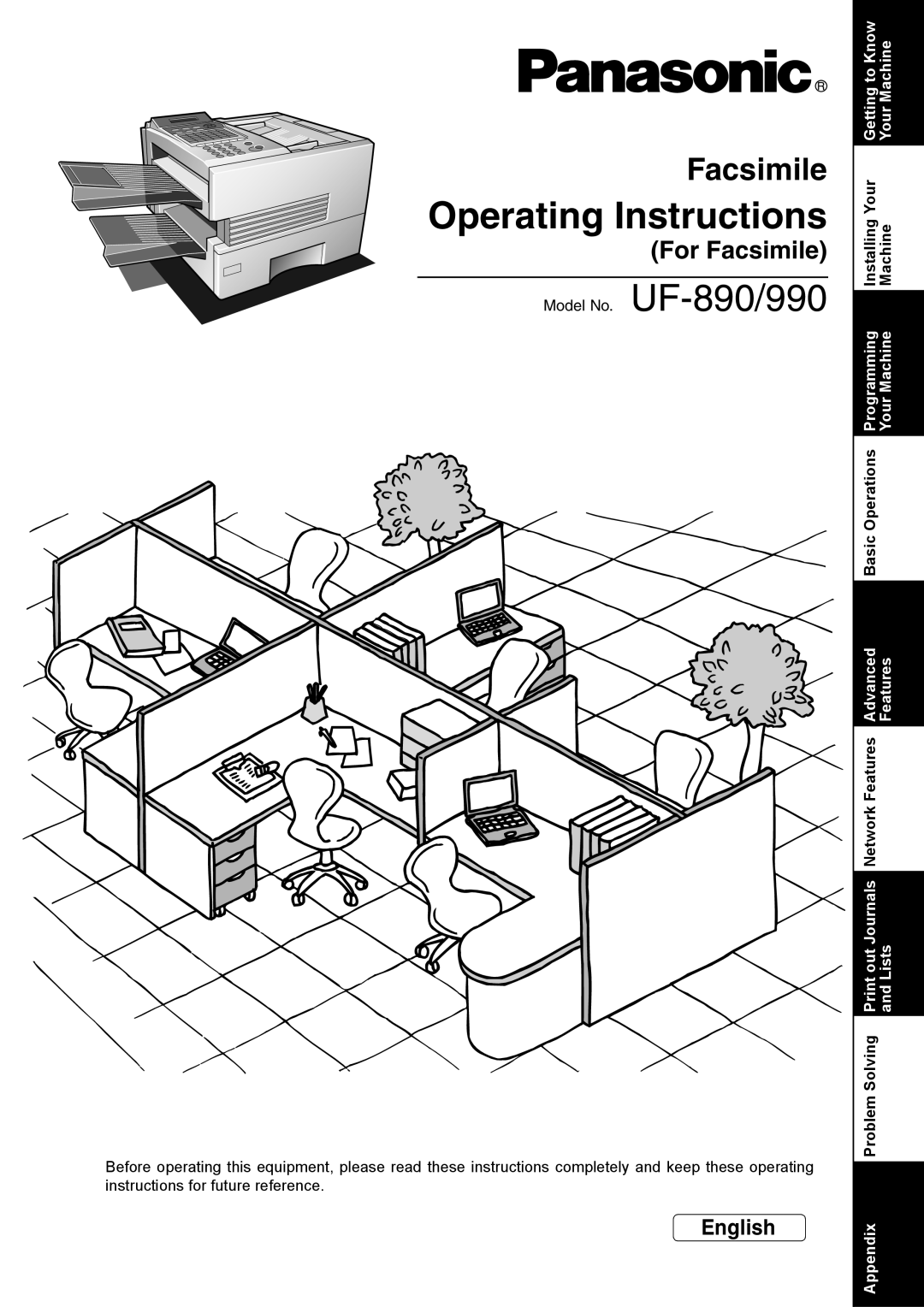 Panasonic UF-890/990 appendix Operating Instructions 