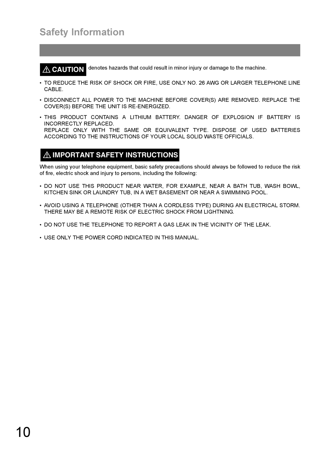 Panasonic UF-890/990 appendix Safety Information, Important Safety Instructions 